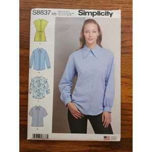Simplicity S8837 Sewing Pattern Misses Petite Shirt Blouse Collar Opt. Size 6-14